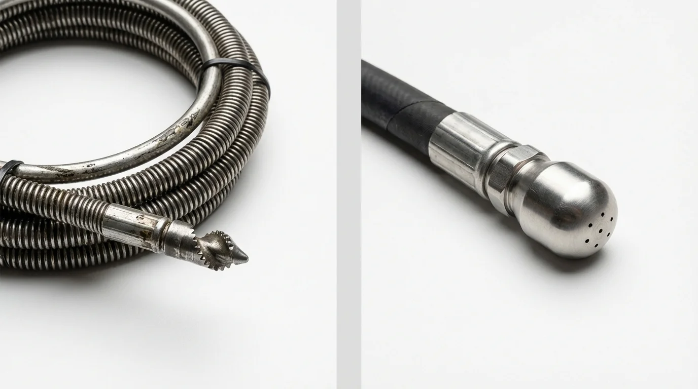 Drain snake cable and hydro jetting nozzle used for drain cleaning in Gig Harbor, WA