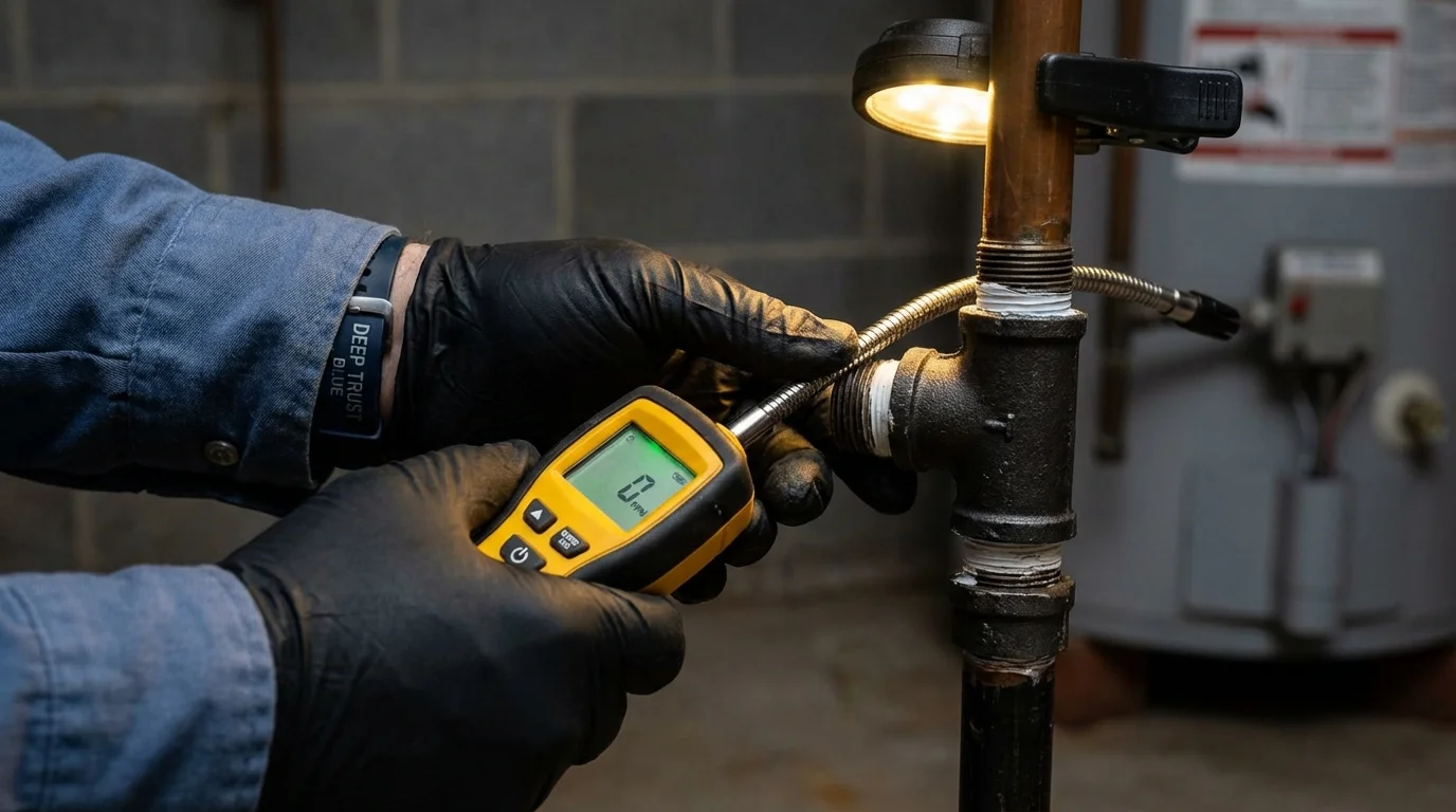 Gas leak detection with electronic sniffer by Johns Plumbing LLC in Gig Harbor