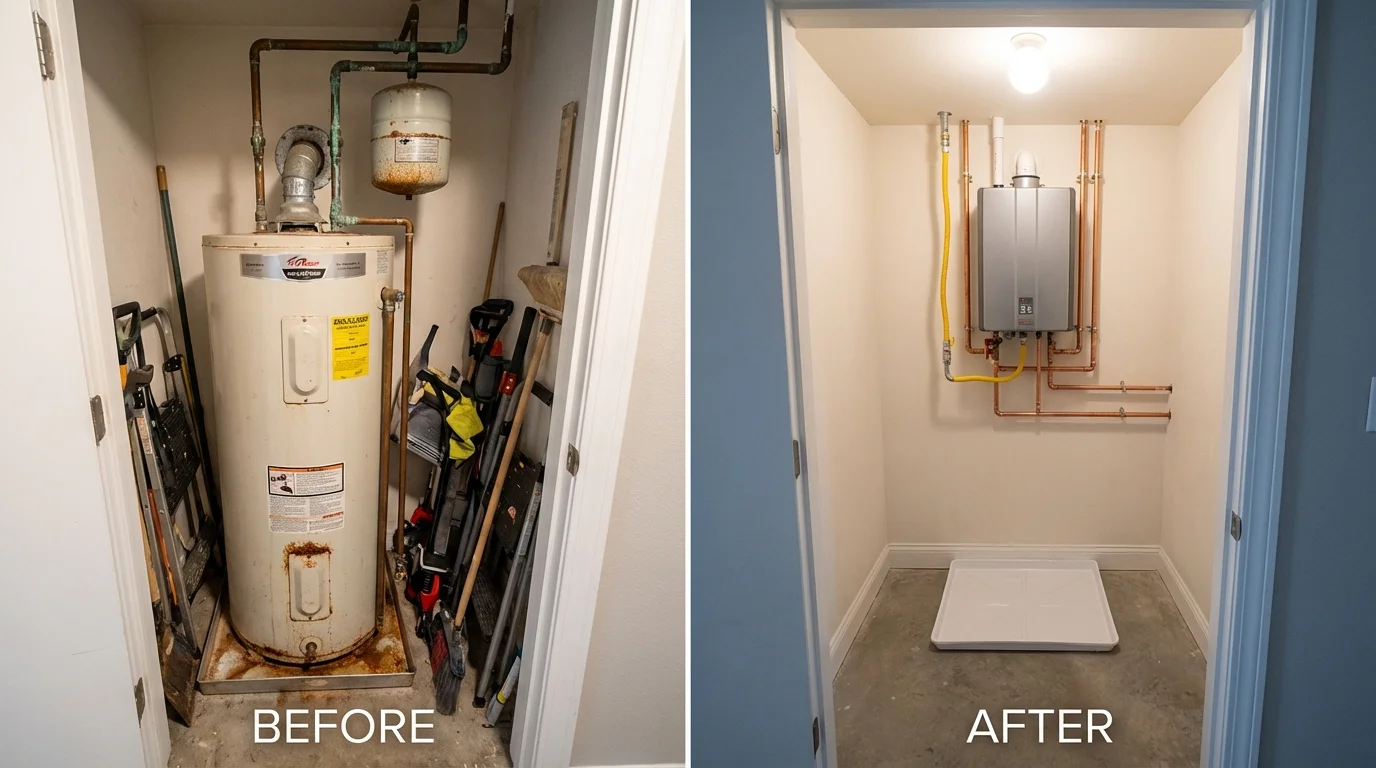 Tank water heater versus wall-mounted tankless unit comparison for Gig Harbor, WA homeowners