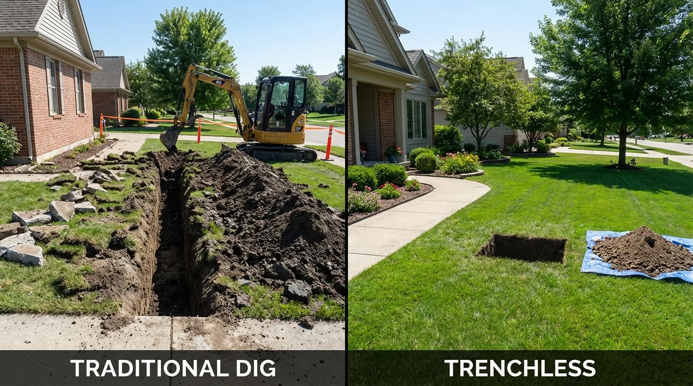 Trenchless sewer repair with minimal yard damage versus traditional excavation in Gig Harbor, WA